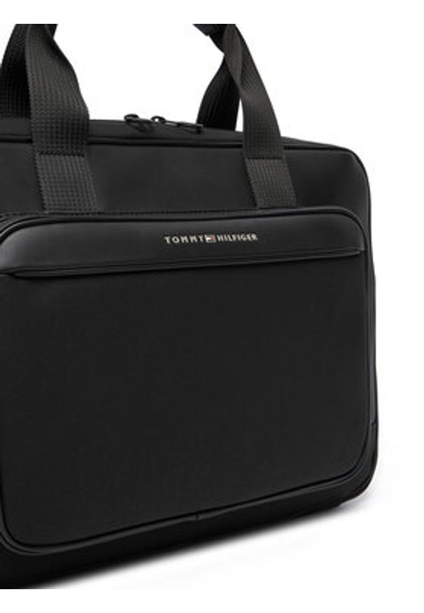 TOMMY HILFIGER - Tommy Hilfiger Torba na laptopa Th Foundation Computer Bag AM0AM13626 Czarny. Kolor: czarny. Materiał: skóra