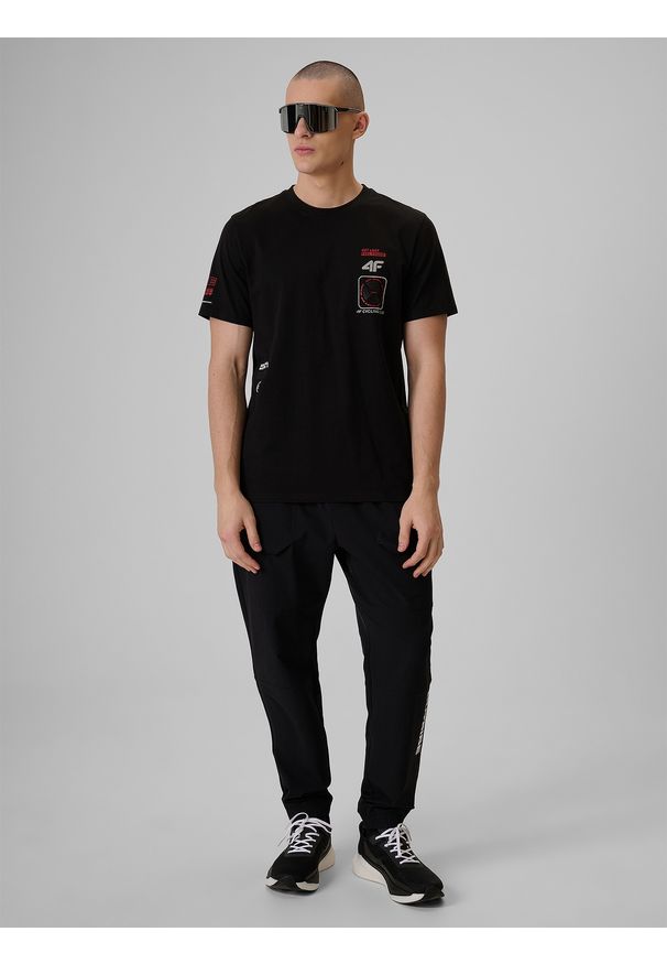 4f - 4F T-shirt regular z nadrukiem męski - czarny XXL. Okazja: na co dzień. Kolor: czarny. Materiał: dzianina, materiał, bawełna. Wzór: nadruk. Styl: casual, klasyczny