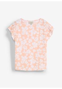 bonprix - T-shirt z czystej bawełny organicznej. Typ kołnierza: kołnierz z falbankami. Kolor: pomarańczowy. Materiał: bawełna. Długość rękawa: krótki rękaw