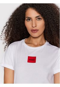 Hugo T-Shirt Logo Label 50456008 Biały Regular Fit. Kolor: biały. Materiał: bawełna