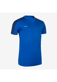 KIPSTA - Koszulka do piłki nożnej z krótkim rękawem Kipsta Essential. Kolor: niebieski. Materiał: poliester, materiał. Długość rękawa: krótki rękaw. Długość: krótkie #1