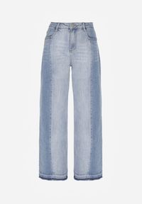 Born2be - Niebieskie Dwukolorowe Jeansy o Szerokim Kroju z Wysokim Stanem Seronore. Okazja: na co dzień, na spotkanie biznesowe, do pracy. Stan: podwyższony. Kolor: niebieski. Styl: casual, biznesowy, elegancki, klasyczny #2