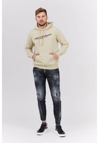 Diesel - DIESEL Beżowa bluza męska z kapturem, Rozmiar L. Typ kołnierza: kaptur. Kolor: beżowy. Materiał: prążkowany #4