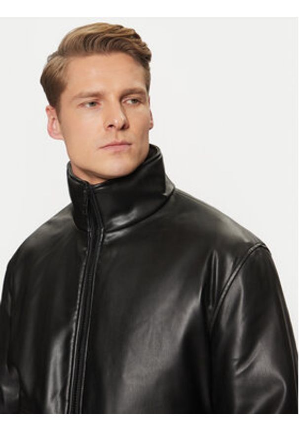 Hugo - HUGO Kurtka z imitacji skóry Bono2511 50530772 Czarny Regular Fit. Kolor: czarny. Materiał: skóra