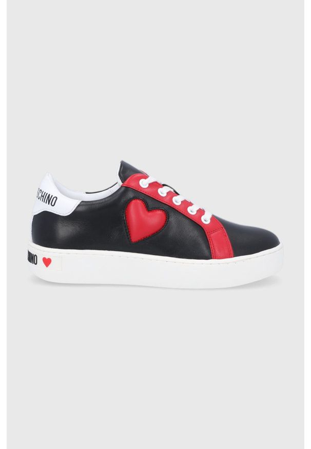 Love Moschino Buty kolor czarny na płaskiej podeszwie. Zapięcie: sznurówki. Kolor: czarny. Materiał: guma. Obcas: na płaskiej podeszwie