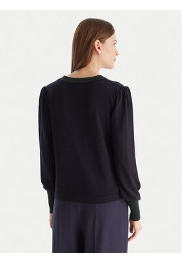 Luisa Spagnoli Sweter Maluma 100211 Granatowy Regular Fit. Kolor: niebieski. Materiał: wełna