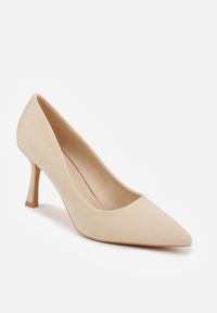 Born2be - Beżowe Klasyczne Szpilki z Gładkiej Tkaniny Orianna. Okazja: na co dzień, do pracy, na spotkanie biznesowe. Kolor: beżowy. Materiał: tkanina. Wzór: gładki. Obcas: na szpilce. Styl: klasyczny #8