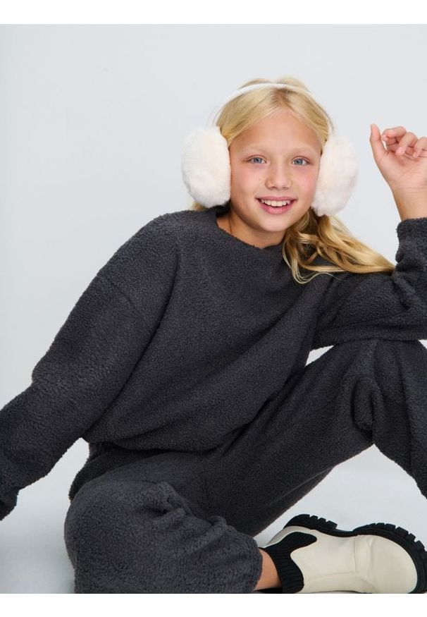 Sinsay - Bluza crewneck z imitacji baranka - szary. Kolor: szary