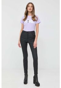 Karl Lagerfeld t-shirt bawełniany kolor fioletowy. Kolor: fioletowy. Materiał: bawełna. Długość rękawa: krótki rękaw. Długość: krótkie. Wzór: nadruk #2