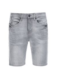 Ombre Clothing - Krótkie spodenki męskie jeansowe - szare V2 - Rozmiar: L. Kolor: szary. Materiał: jeans. Długość: krótkie