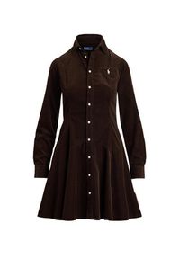 Polo Ralph Lauren Sukienka koszulowa 211972069002 Brązowy Regular Fit. Typ kołnierza: polo. Kolor: brązowy. Materiał: bawełna. Typ sukienki: koszulowe #5
