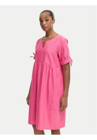 Iconique Sukienka letnia Jade IC26-077 Różowy ciemny Relaxed Fit. Kolor: różowy. Materiał: bawełna. Sezon: lato #1