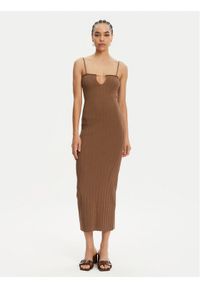 JACQUEMUS Sukienka dzianinowa 24E241KN358-2355 Brązowy Regular Fit. Kolor: brązowy. Materiał: wiskoza