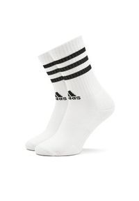 Adidas - adidas Skarpety wysokie unisex 3-Stripes Cushioned Crew Socks 3 Pairs HT3458 Biały. Kolor: biały