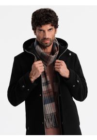 Ombre Clothing - Szalik męski w szkocką kratę z frędzlami – brązowo-ceglasty V2. Okazja: na co dzień. Kolor: brązowy. Materiał: wiskoza, tkanina, poliester, materiał. Styl: casual