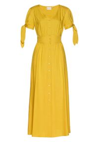 Sukienka z wiskozy bonprix żółty kanarkowy. Kolor: żółty. Materiał: wiskoza #1