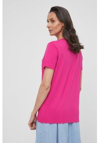 TOMMY HILFIGER - Tommy Hilfiger T-shirt damski kolor różowy. Okazja: na co dzień. Kolor: różowy. Materiał: bawełna, dzianina. Wzór: nadruk. Styl: casual #2