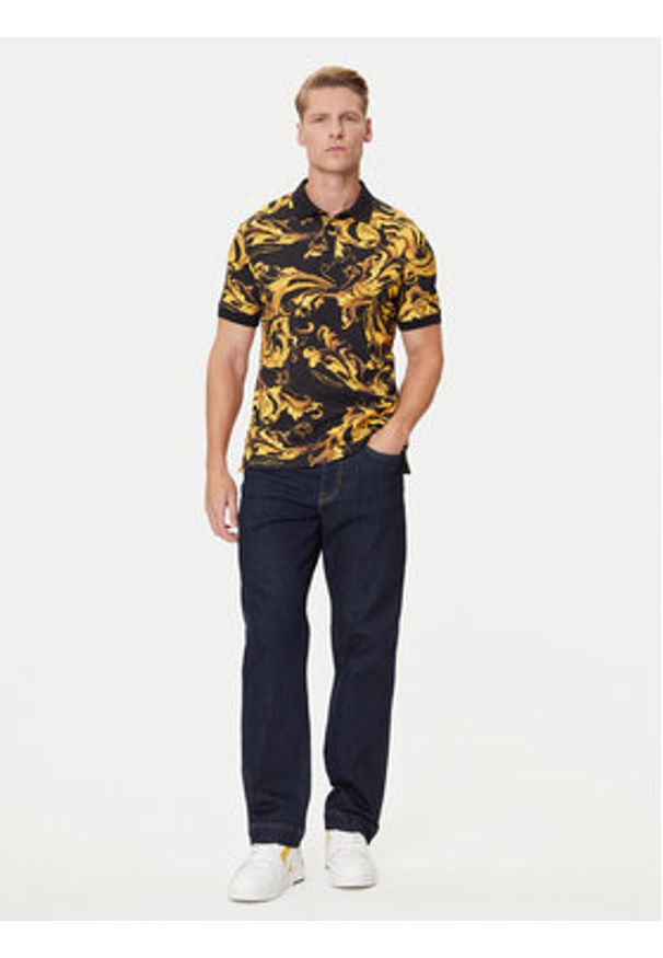 Versace Jeans Couture Polo 79GAG6S0 JS514 Czarny Regular Fit. Typ kołnierza: polo. Kolor: czarny. Materiał: bawełna
