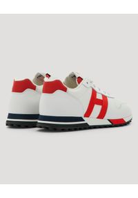 Hogan - HOGAN - Białe sneakersy H383. Kolor: czerwony. Materiał: bawełna, dresówka, guma, jeans, tkanina. Wzór: aplikacja, kolorowy, nadruk #5