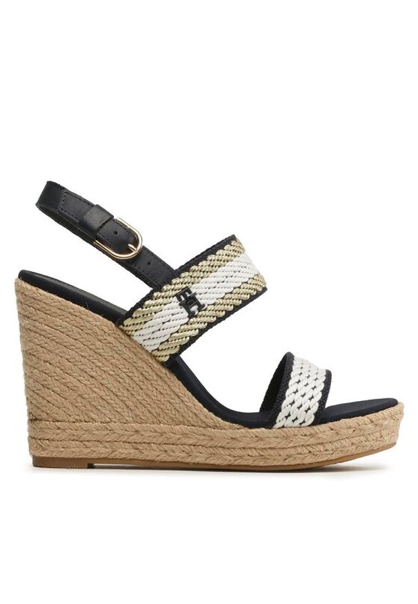 TOMMY HILFIGER - Tommy Hilfiger Espadryle Golden Webbing Wedge FW0FW07089 Granatowy. Kolor: niebieski. Materiał: materiał