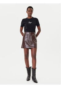 Hugo - HUGO Spódnica z imitacji skóry Ralitte-1 50544832 Brązowy Slim Fit. Kolor: brązowy. Materiał: skóra #4