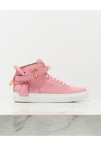 BUSCEMI - Różowe skórzane sneakersy. Nosek buta: okrągły. Kolor: różowy, wielokolorowy, fioletowy. Materiał: skóra
