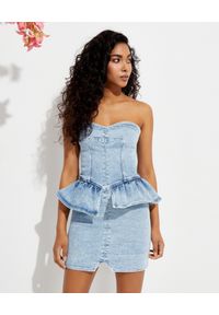 ISABEL MARANT - Jeansowa sukienka Dolizi. Kolor: niebieski. Materiał: jeans. Wzór: aplikacja. Typ sukienki: dopasowane. Długość: mini