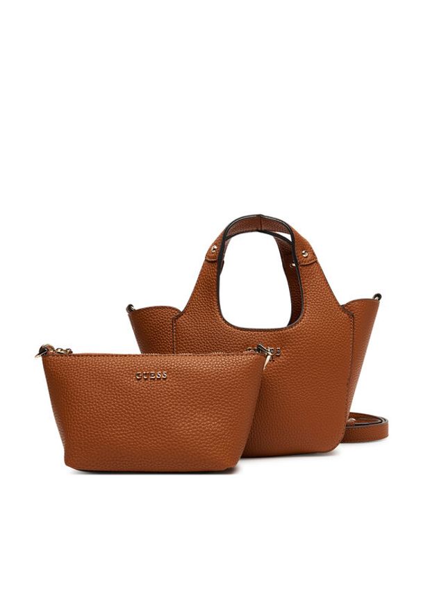 Guess Torebka Calista Mini HWBG73 34750 Brązowy. Kolor: brązowy. Materiał: skórzane