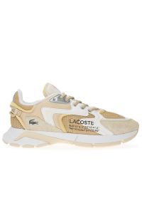 Buty Lacoste L003 Neo 124 5 SMA LT 747SMA0103-LT3 - beżowe. Zapięcie: sznurówki. Kolor: beżowy. Materiał: guma, syntetyk, zamsz, materiał, skóra. Szerokość cholewki: normalna