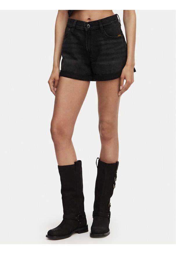 G-Star RAW - G-Star Raw Szorty jeansowe Judee D23211-D933 Czarny Boyfriend Fit. Kolor: czarny. Materiał: bawełna
