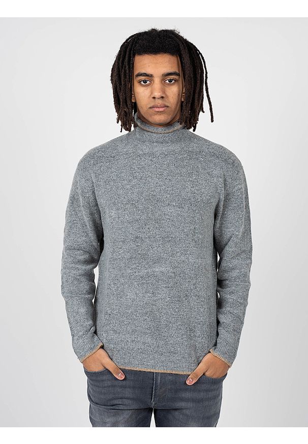 Pepe Jeans Sweter "Mario" | PM702254 | Mario | Mężczyzna | Szary. Okazja: na co dzień. Typ kołnierza: golf. Kolor: szary. Materiał: akryl, wełna, elastan, poliamid, poliester. Styl: casual