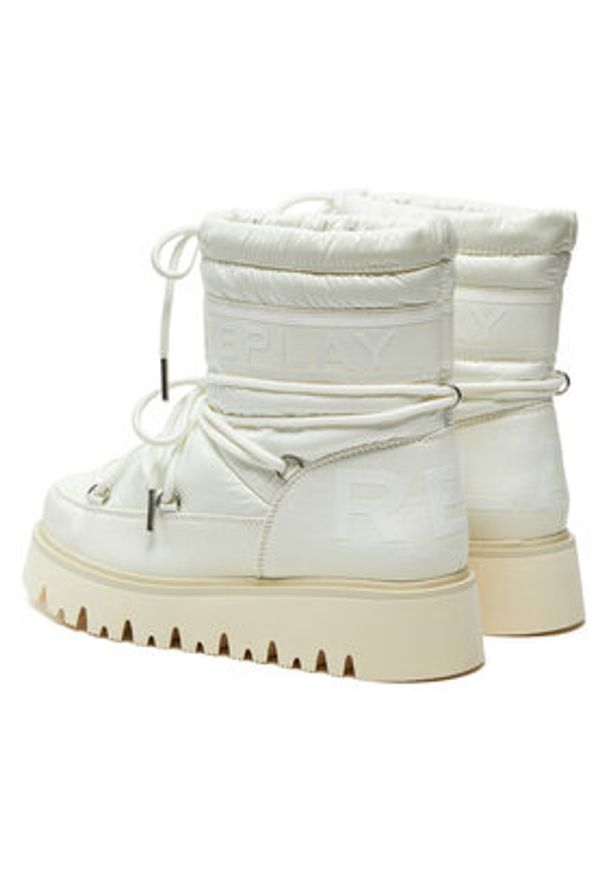 Replay - REPLAY Śniegowce Shiny-Effect Harper United Lace-Up GWF4R.000.C0002T Biały. Kolor: biały. Materiał: skóra