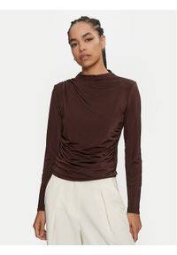ACCESS FASHION Bluzka 44-2035-310 Brązowy Slim Fit. Kolor: brązowy. Materiał: syntetyk #1