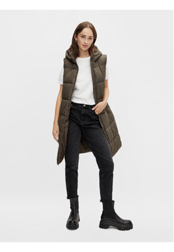 Pieces Bezrękawnik 17117414 Khaki Regular Fit. Kolor: brązowy. Materiał: syntetyk. Długość rękawa: bez rękawów