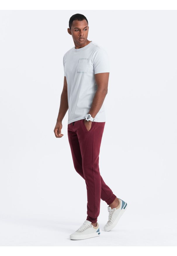 Ombre Clothing - Spodnie męskie dresowe JOGERRY - bordowe V9 OM-PABS-0134 - XXL. Kolor: czerwony. Materiał: dresówka