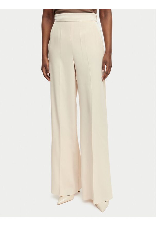Marella Spodnie materiałowe Stampa 2613131032 Beżowy Straight Fit. Kolor: beżowy. Materiał: acetat