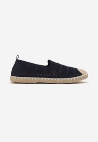 Born2be - Granatowe Espadryle z Ażurowej Siateczki Ozdobione Plecionką Lanivesa. Okazja: na spacer. Kolor: niebieski. Materiał: materiał. Wzór: ażurowy, aplikacja. Sezon: wiosna, lato