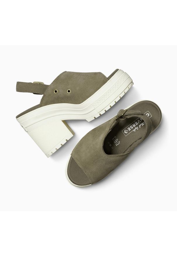 Sandały damskie Converse Chuck 70 De Luxe Heel Mule. Kolor: zielony. Materiał: zamsz, materiał. Styl: sportowy