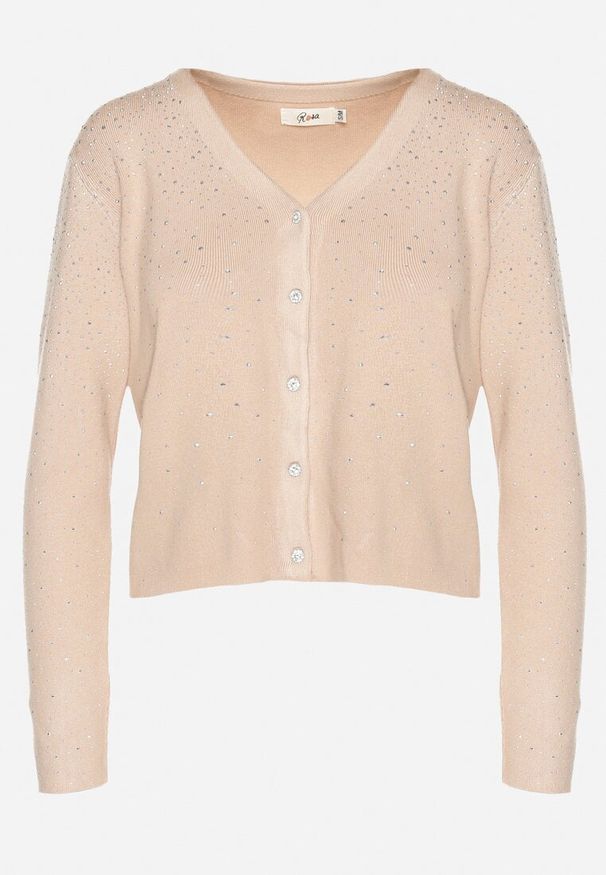 Born2be - Beżowy Rozpinany Kardigan z Wiskozą Edamira. Okazja: na co dzień. Kolor: beżowy. Materiał: wiskoza. Styl: wizytowy, elegancki, casual