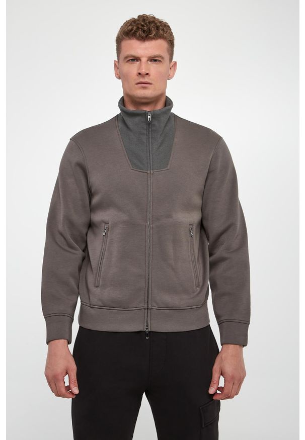Emporio Armani - Bluza męska gładka EMPORIO ARMANI. Wzór: gładki