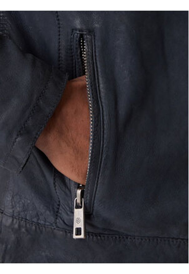 Milestone Kurtka skórzana Nevio 612203 60780 Granatowy Regular Fit. Kolor: niebieski. Materiał: skóra