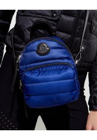 MONCLER - Niebieski plecak Kilia. Kolor: niebieski. Materiał: materiał. Wzór: aplikacja