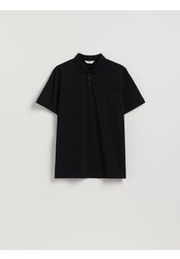 Reserved - Koszulka polo regular fit - czarny. Typ kołnierza: polo. Kolor: czarny. Materiał: bawełna, dzianina