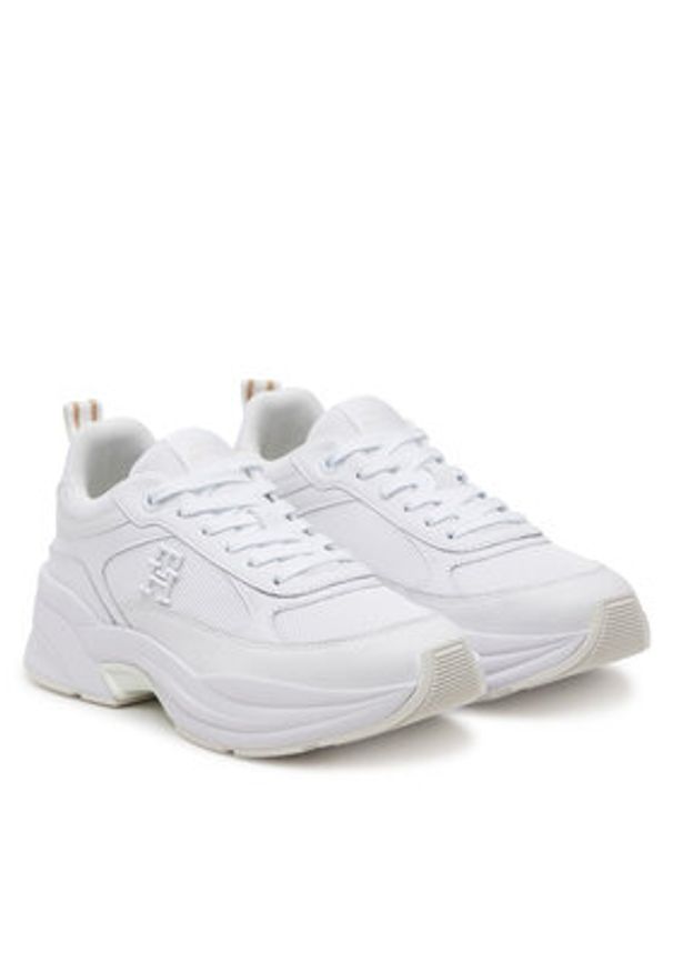 TOMMY HILFIGER - Tommy Hilfiger Sneakersy Th Chunky Runner FW0FW08474 Biały. Kolor: biały. Materiał: skóra