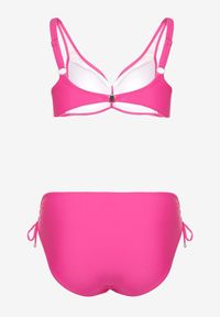 Born2be - Fuksjowe Bikini Biustonosz z Marszczeniem i Majtki Figi ze Ściągaczami Sarimine. Kolekcja: plus size. Kolor: różowy. Materiał: jeans #5