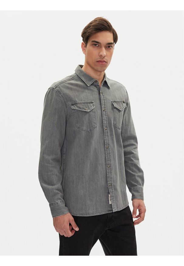 Mustang Koszula jeansowa Duver 1016240 Szary Regular Fit. Kolor: szary. Materiał: bawełna