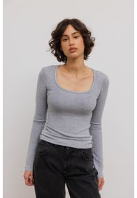 Marsala - Dopasowany top z długim rękawem w kolorze GREY - LITE-L. Materiał: tkanina, wiskoza, dzianina, materiał, elastan. Długość rękawa: długi rękaw. Długość: długie