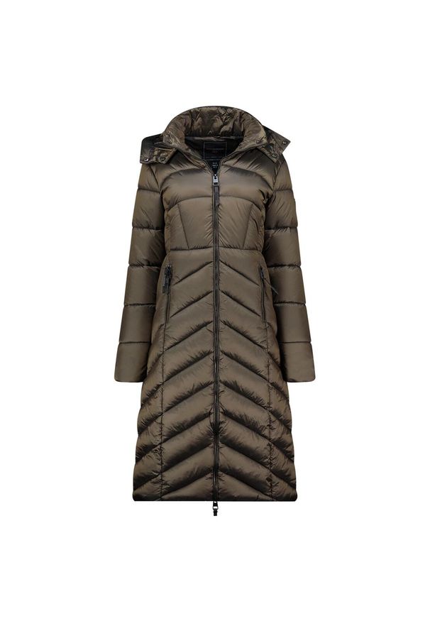 Kurtka damska Geographical Norway Blanche Long, ocieplana, kolor kaki.. Kolor: zielony. Materiał: poliester, syntetyk, materiał. Sport: turystyka piesza