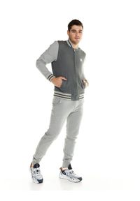 LEONE 1947 APPAREL - Męski dres lifestylowy z pełnym zamkiem. Kolor: szary. Materiał: dresówka. Sport: fitness
