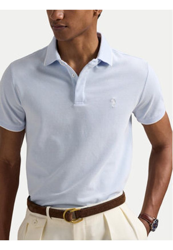 Polo Ralph Lauren Polo 710963494004 Błękitny Custom Slim Fit. Typ kołnierza: polo. Kolor: niebieski. Materiał: bawełna